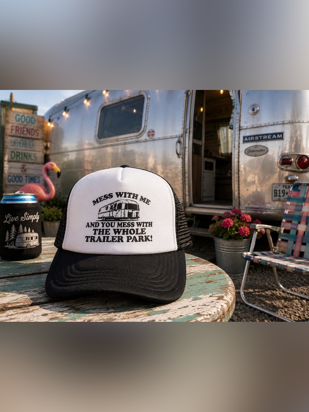 Nissin Trucker Hat Trailer‎ Park Black & White